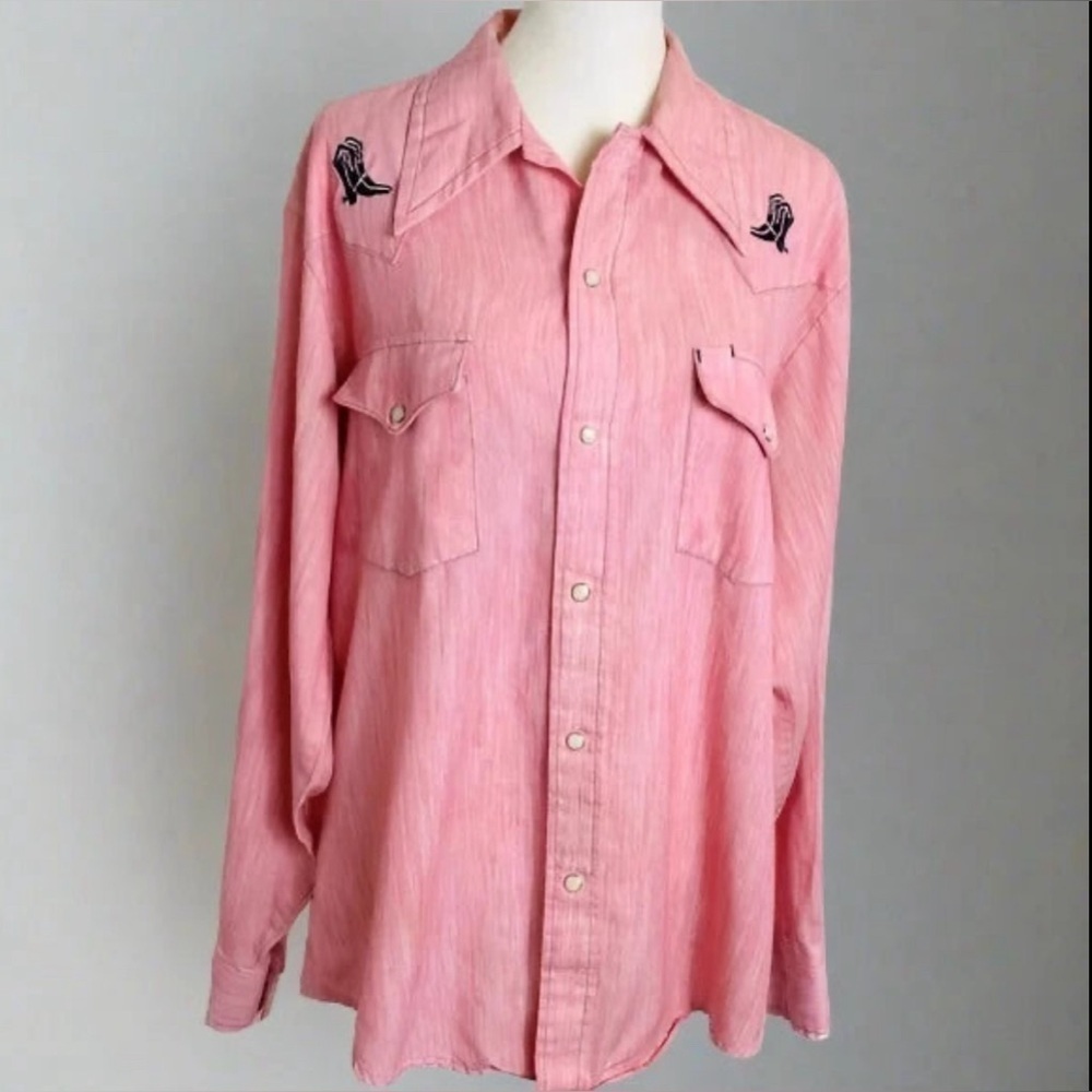 Men's Casual Long-Sleeve Button-Down Shirt in Pink